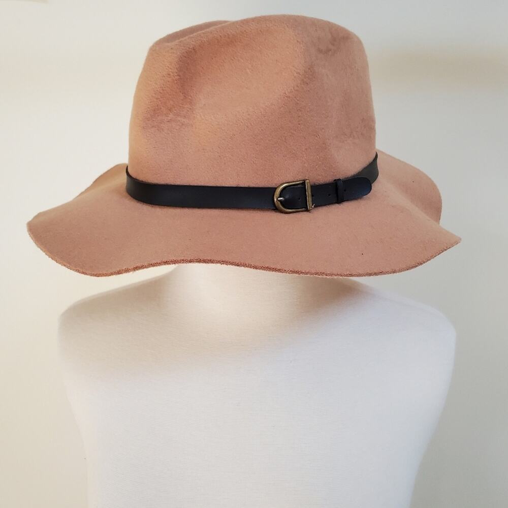 NWT Vintage 90s Y2K Tan Felt Wool Blend Fedora Floppy Hat Womens One Size - Picture 5 of 6